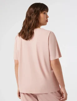 New Marina Rinaldi Embroidered jersey T-shirt PINK