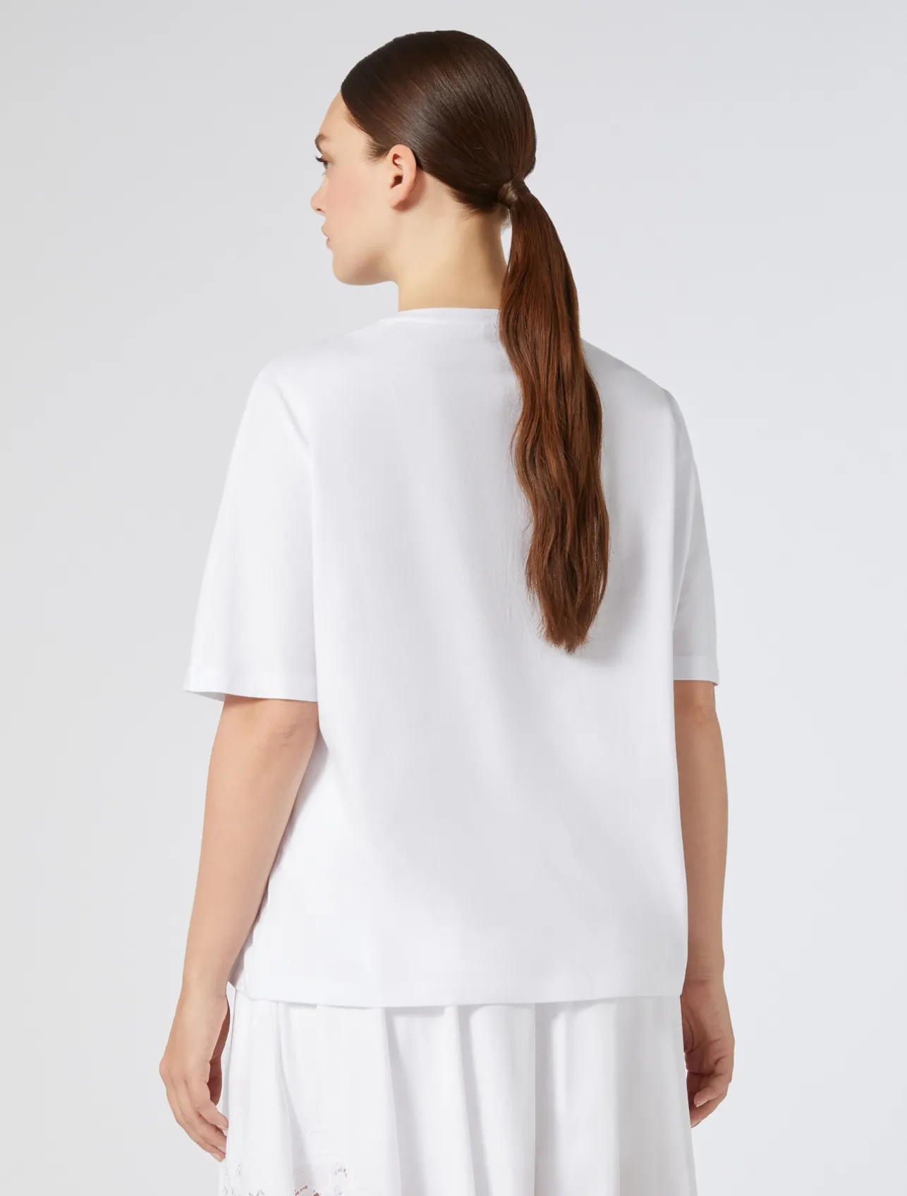 Fashion Marina Rinaldi Embroidered jersey T-shirt OPTICALWHITE