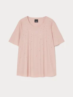 New Marina Rinaldi Embroidered jersey T-shirt PINK