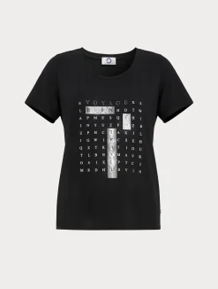 Outlet Marina Rinaldi Embroidered jersey T-shirt BLACK