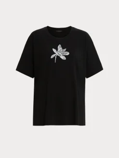 Best Marina Rinaldi Embroidered jersey T-shirt BLACK