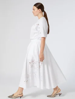 Fashion Marina Rinaldi Embroidered jersey T-shirt OPTICALWHITE