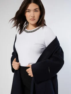 Hot Marina Rinaldi Embroidered jersey T-shirt OPTICALWHITE