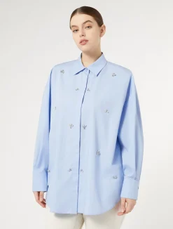 Clearance Marina Rinaldi Embroidered poplin shirt LIGHTBLUE