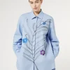 Online Marina Rinaldi Embroidered poplin shirt SKYBLUE