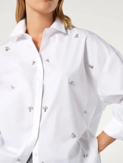 Best Marina Rinaldi Embroidered poplin shirt OPTICALWHITE