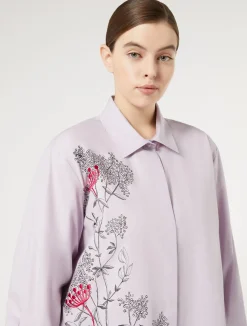 Sale Marina Rinaldi Embroidered poplin shirt LILAC