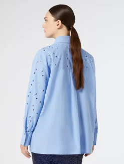Sale Marina Rinaldi Embroidered poplin shirt AVIO