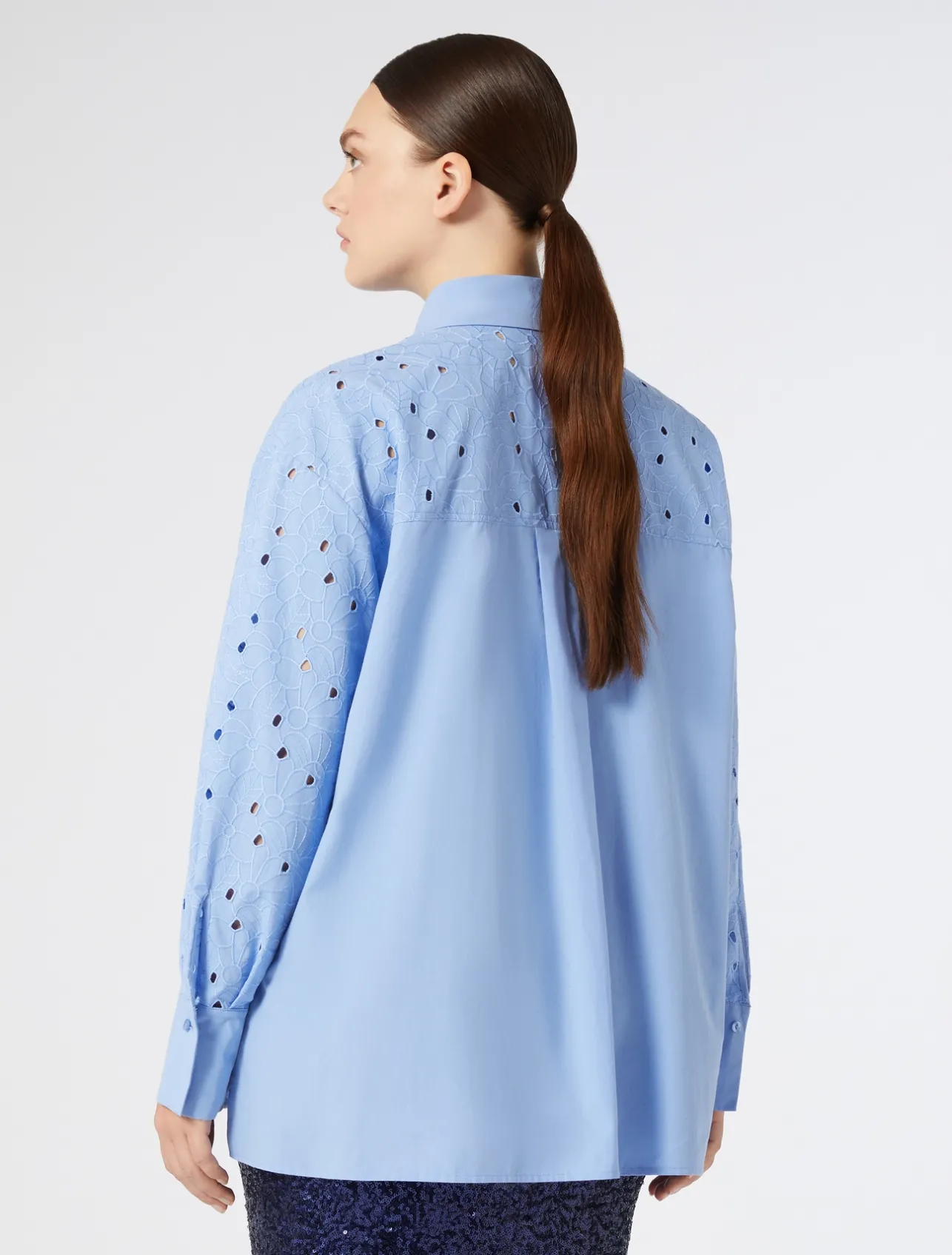 Sale Marina Rinaldi Embroidered poplin shirt AVIO