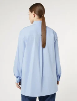 Online Marina Rinaldi Embroidered poplin shirt SKYBLUE