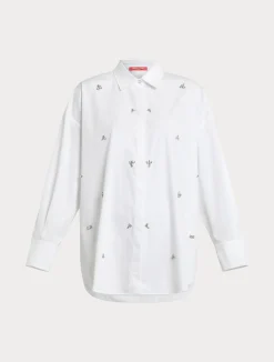 Best Marina Rinaldi Embroidered poplin shirt OPTICALWHITE
