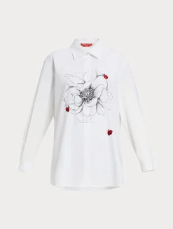 Hot Marina Rinaldi Embroidered poplin shirt WHITE