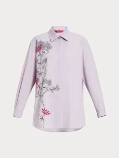 Sale Marina Rinaldi Embroidered poplin shirt LILAC