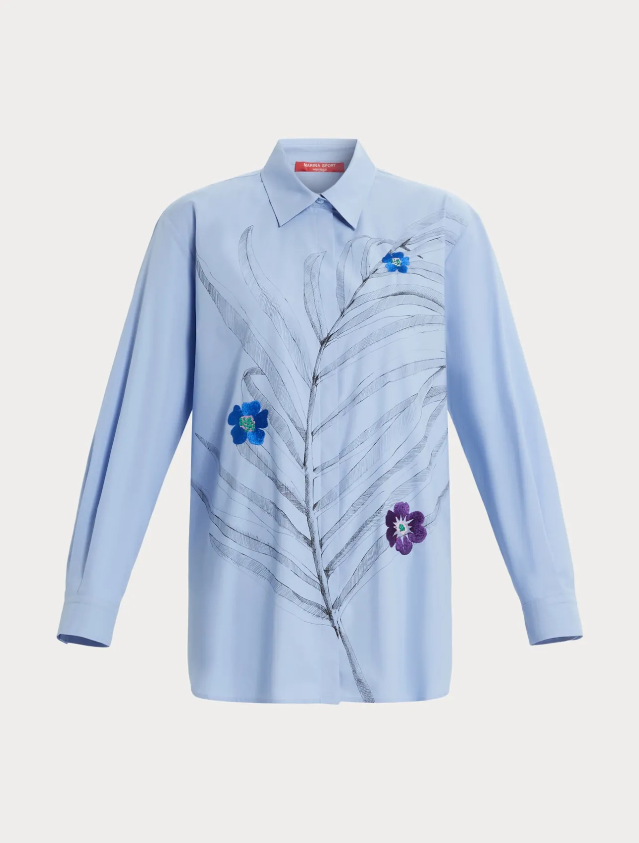 Online Marina Rinaldi Embroidered poplin shirt SKYBLUE