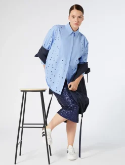 Sale Marina Rinaldi Embroidered poplin shirt AVIO