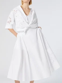 Sale Marina Rinaldi Embroidered poplin shirt OPTICALWHITE