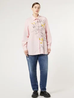 Discount Marina Rinaldi Embroidered poplin shirt PINK