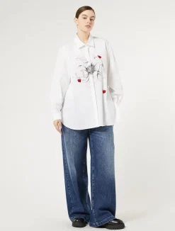 Hot Marina Rinaldi Embroidered poplin shirt WHITE
