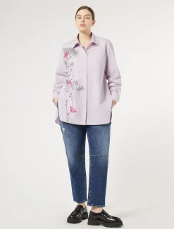 Sale Marina Rinaldi Embroidered poplin shirt LILAC