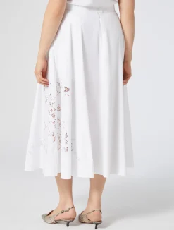 New Marina Rinaldi Embroidered poplin skirt OPTICALWHITE