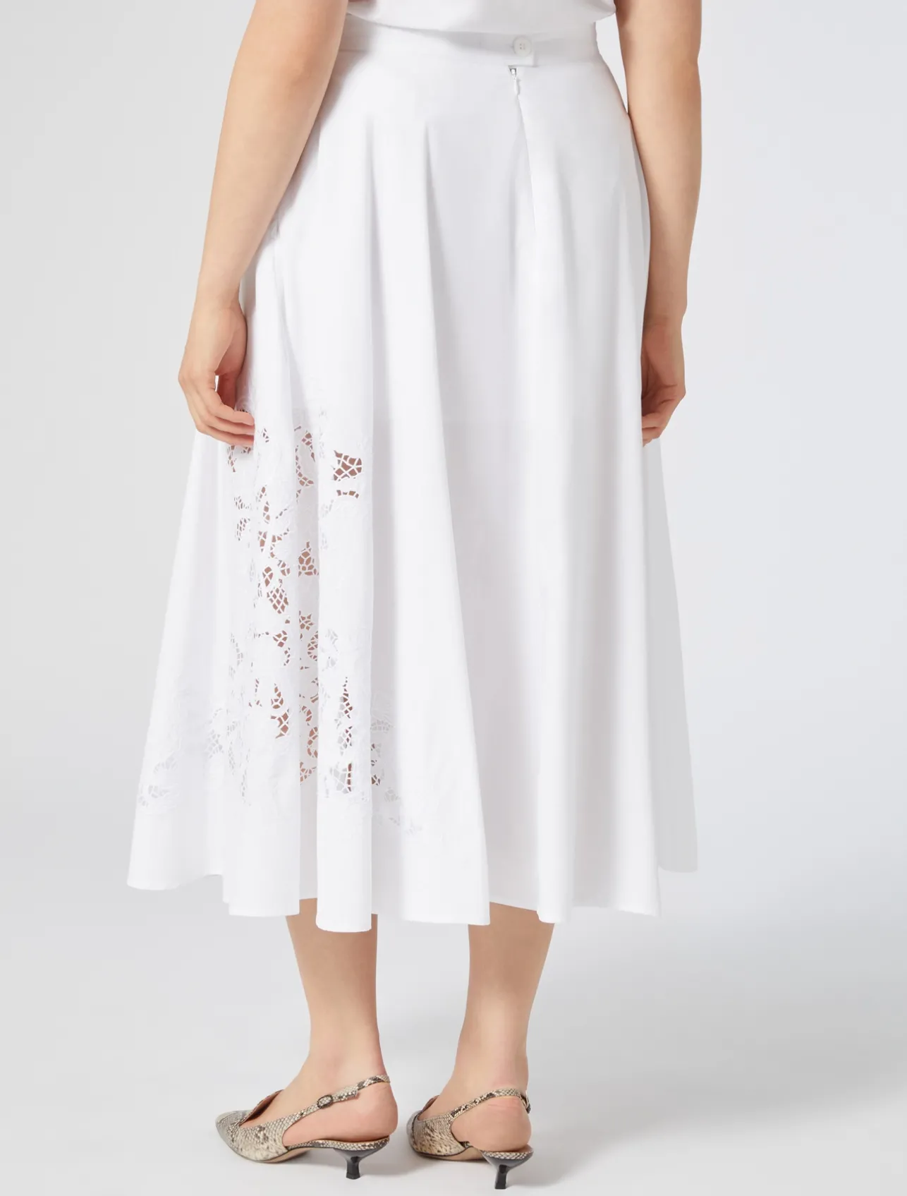 New Marina Rinaldi Embroidered poplin skirt OPTICALWHITE