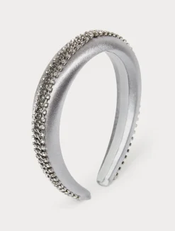 Hot Marina Rinaldi Embroidered satin headband PEARLGREY