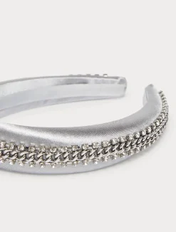 Hot Marina Rinaldi Embroidered satin headband PEARLGREY