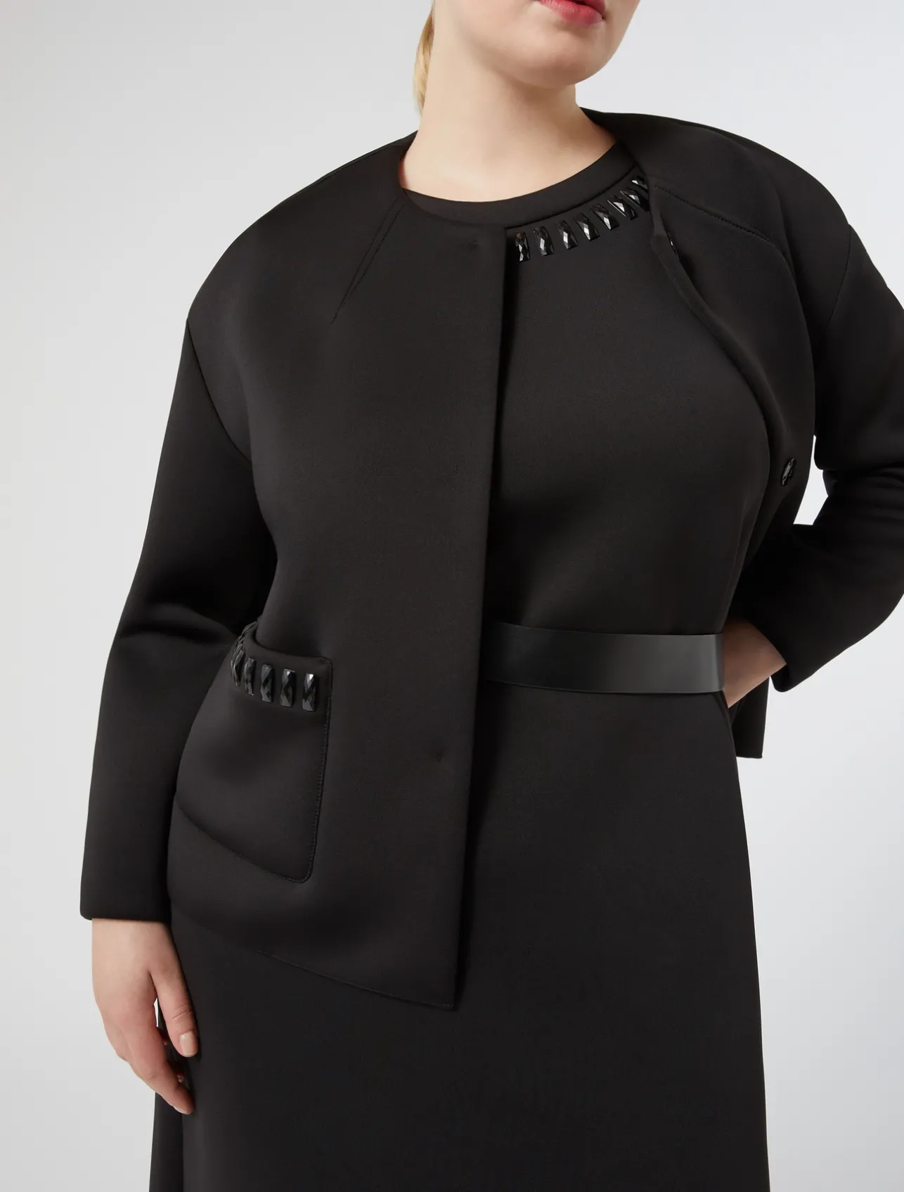 Hot Marina Rinaldi Embroidered scuba jacket BLACK