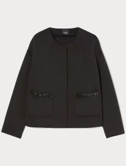 Hot Marina Rinaldi Embroidered scuba jacket BLACK