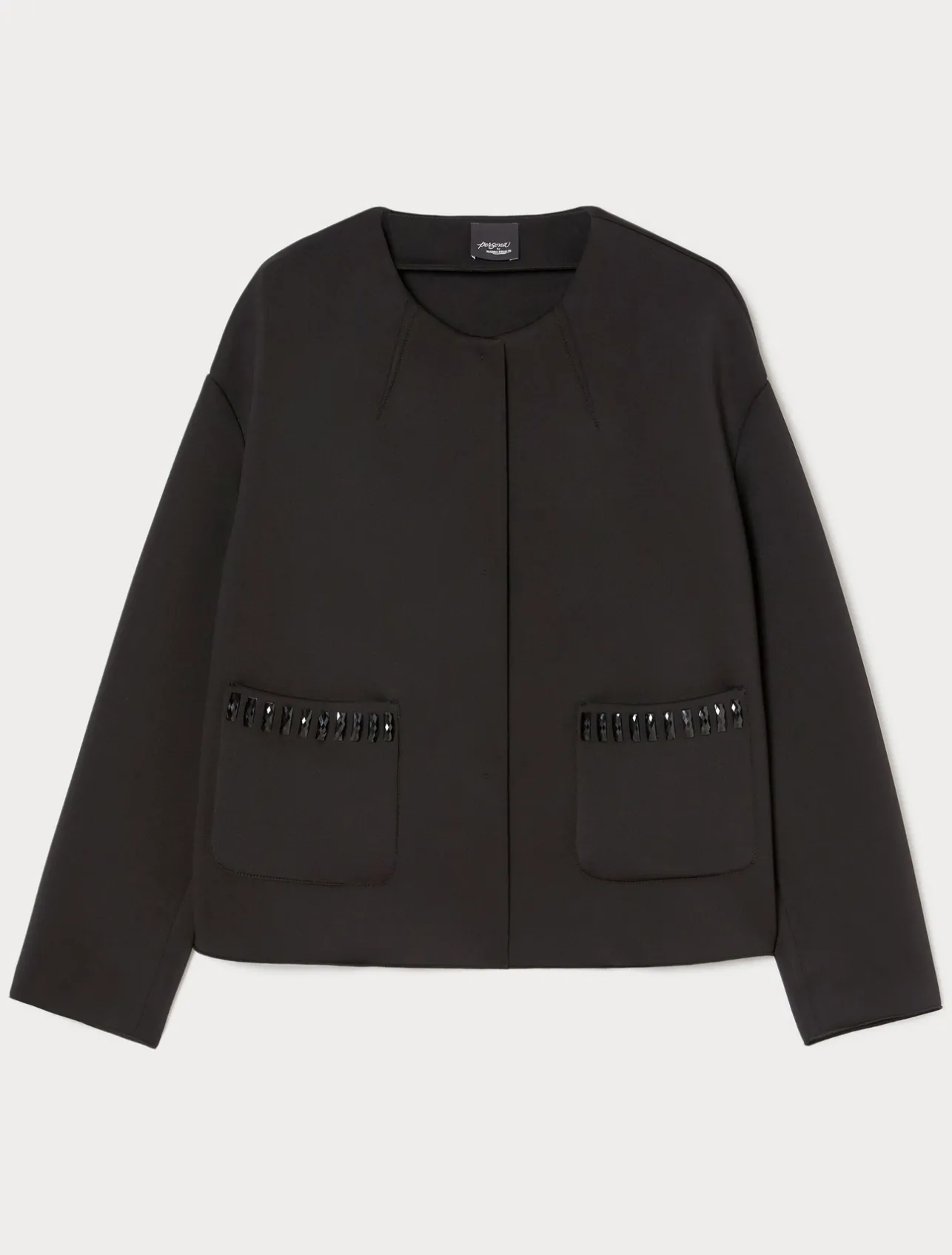 Hot Marina Rinaldi Embroidered scuba jacket BLACK