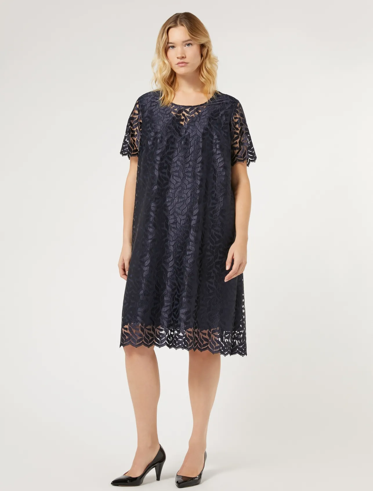 Discount Marina Rinaldi Embroidered tulle dress ULTRAMARINE