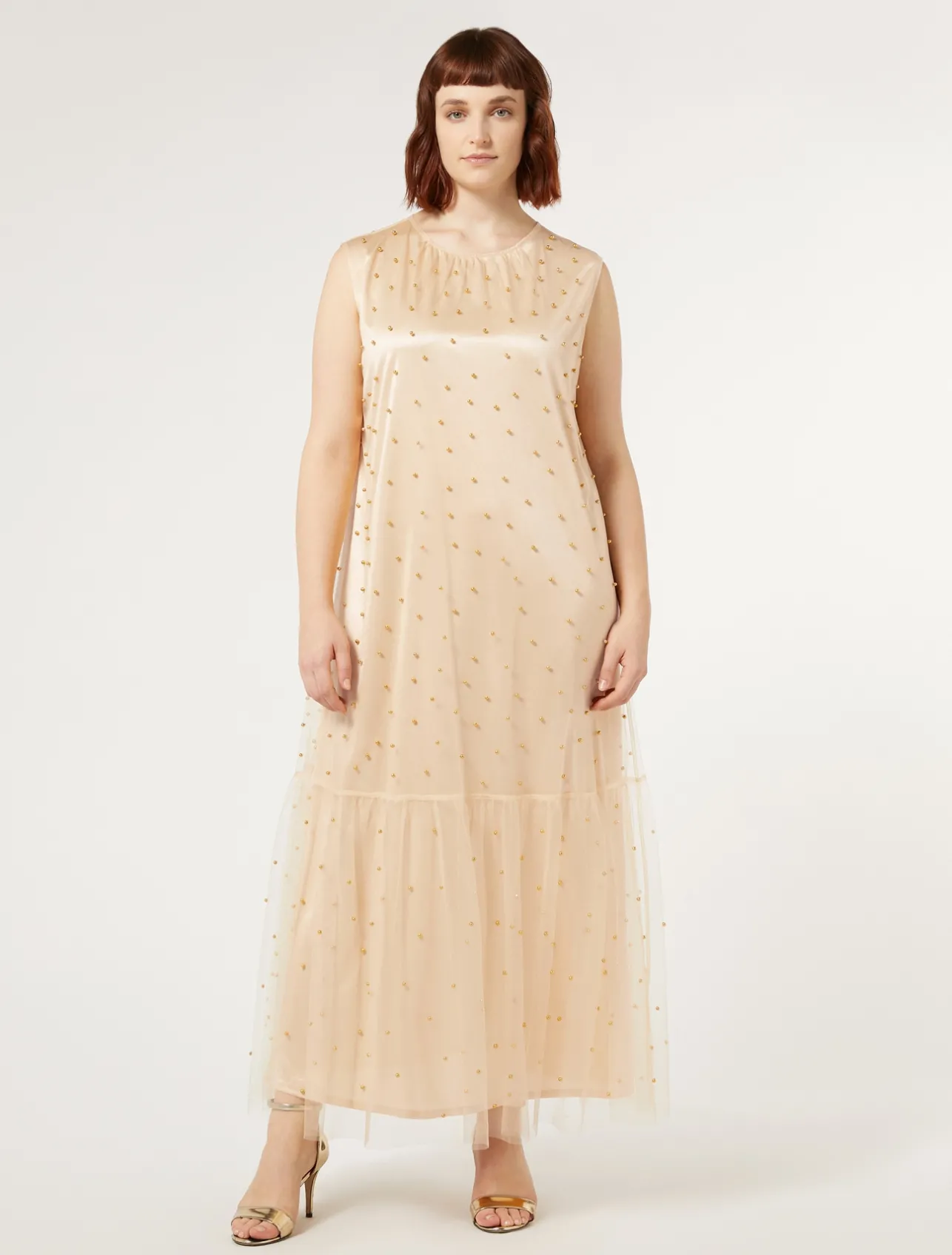 Best Marina Rinaldi Embroidered tulle dress PALEYELLOW