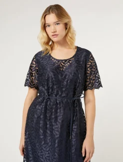 Discount Marina Rinaldi Embroidered tulle dress ULTRAMARINE
