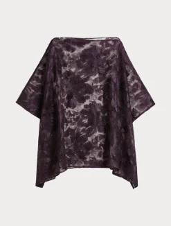 Fashion Marina Rinaldi Embroidered tulle poncho BORDEAUX