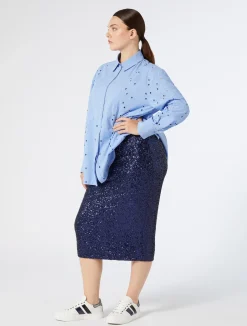 Online Marina Rinaldi Embroidered tulle skirt ULTRAMARINE