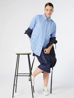 Online Marina Rinaldi Embroidered tulle skirt ULTRAMARINE
