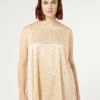 Sale Marina Rinaldi Embroidered tulle top PALEYELLOW