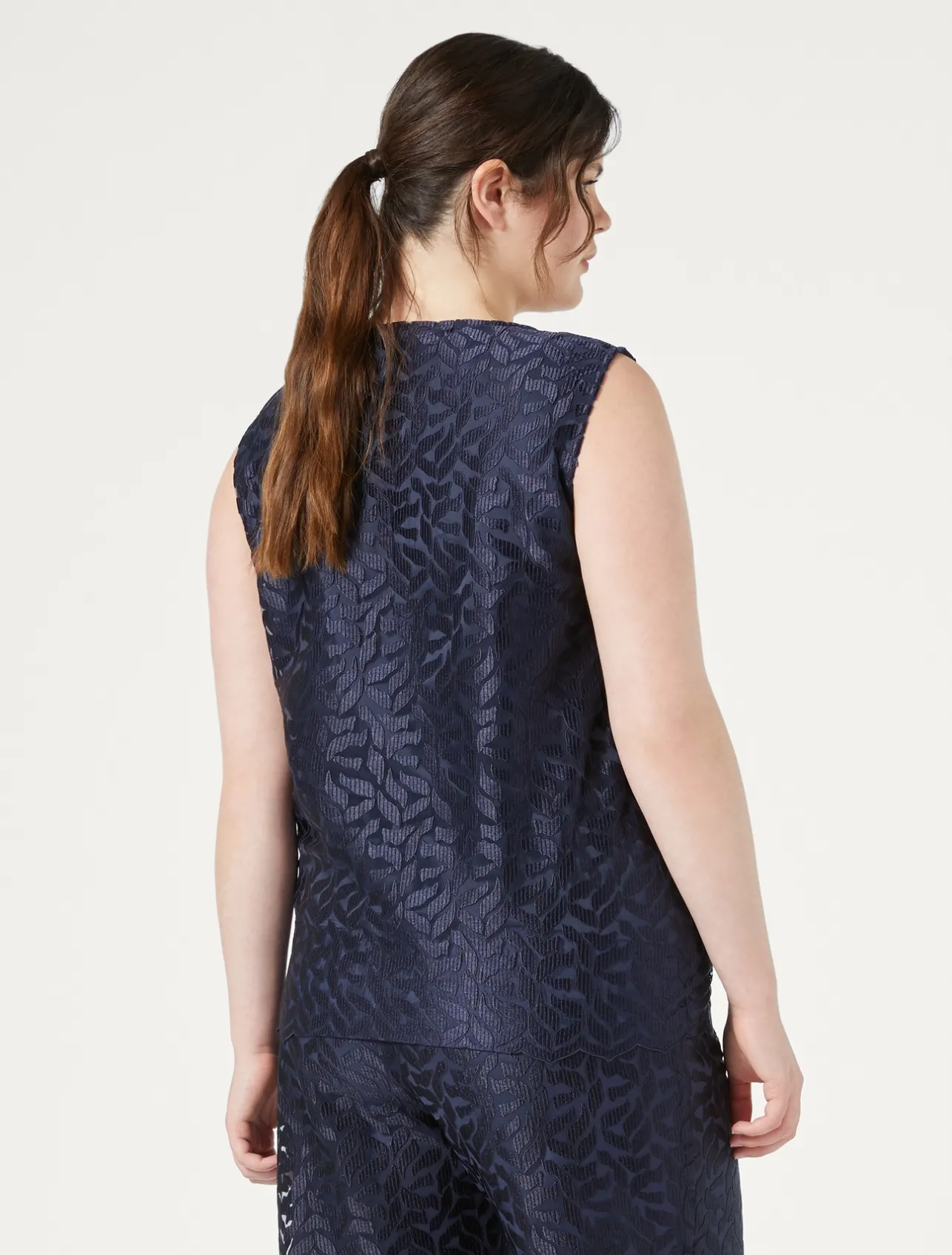 Sale Marina Rinaldi Embroidered tulle top ULTRAMARINE