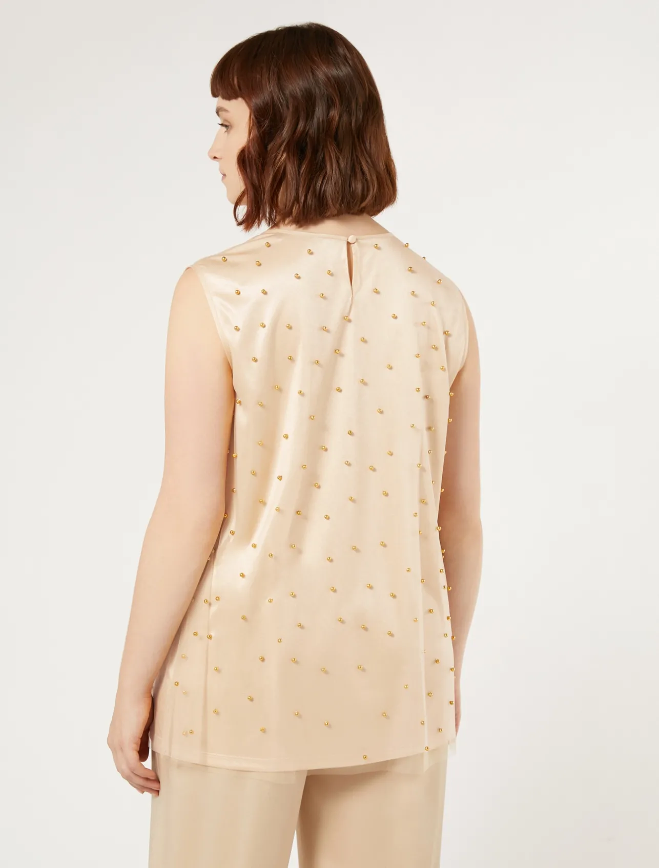 Sale Marina Rinaldi Embroidered tulle top PALEYELLOW