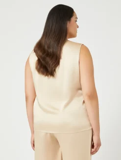 Discount Marina Rinaldi Embroidered tulle top LIGHTGOLD