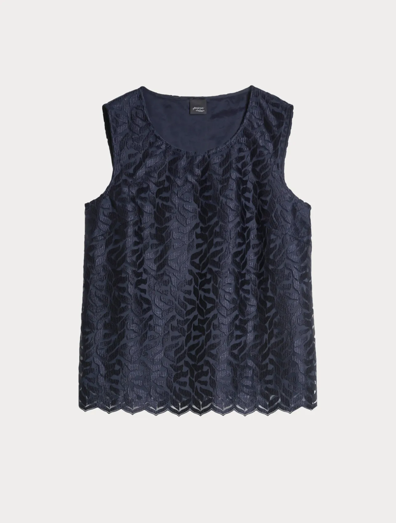 Sale Marina Rinaldi Embroidered tulle top ULTRAMARINE