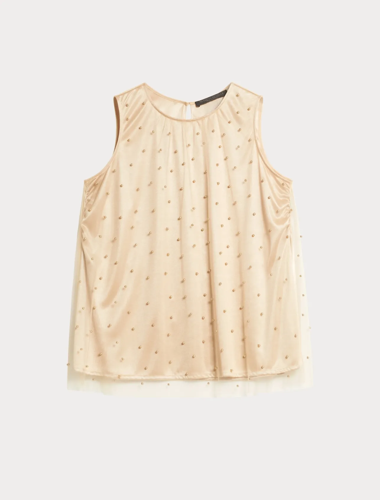 Sale Marina Rinaldi Embroidered tulle top PALEYELLOW