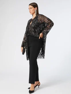 Best Marina Rinaldi Embroidered tulle top BLACK