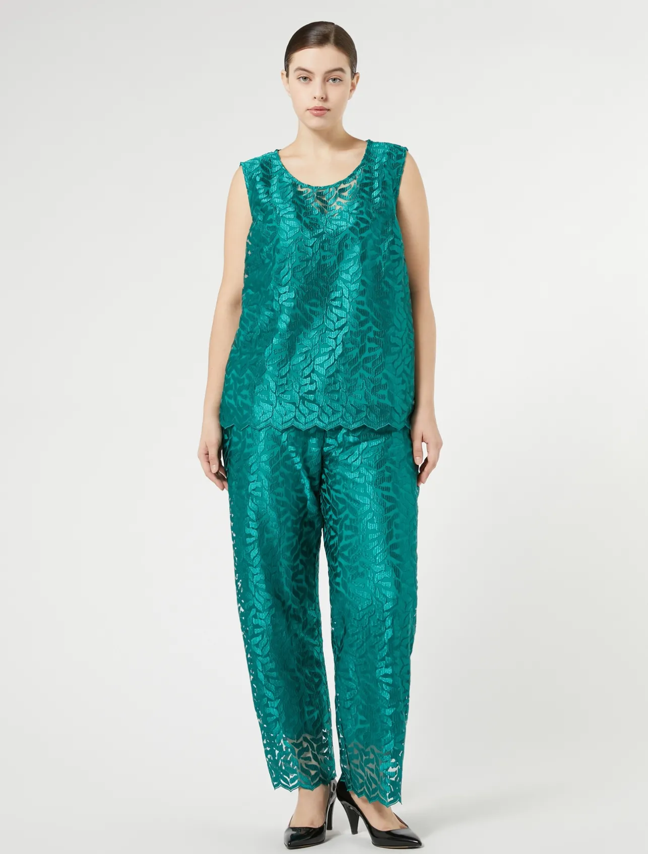 Outlet Marina Rinaldi Embroidered tulle trousers JADE
