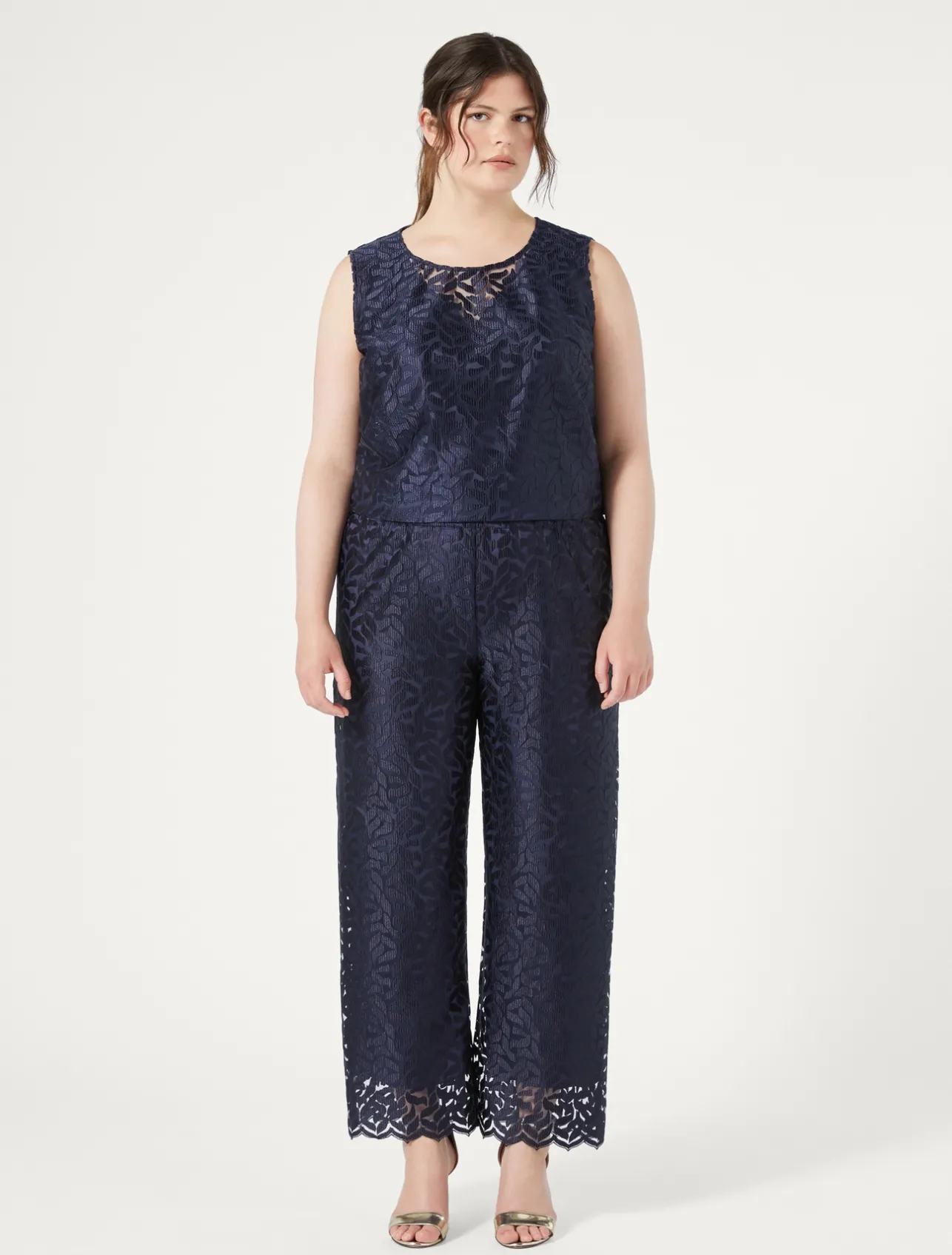 Fashion Marina Rinaldi Embroidered tulle trousers ULTRAMARINE