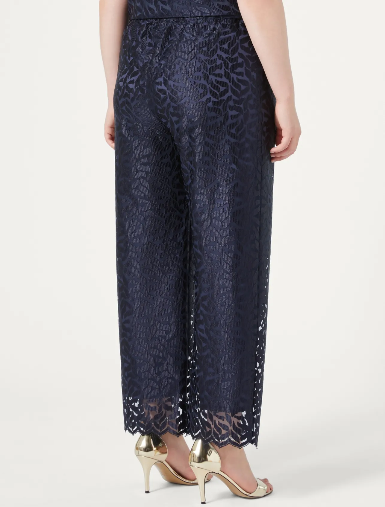 Fashion Marina Rinaldi Embroidered tulle trousers ULTRAMARINE