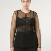 Best Marina Rinaldi Embroidered tulle T-shirt BLACK
