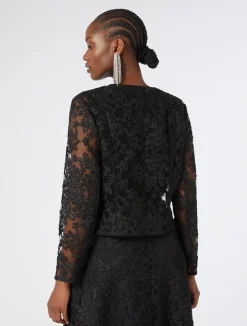 Outlet Marina Rinaldi Embroidered tulle tunic BLACK