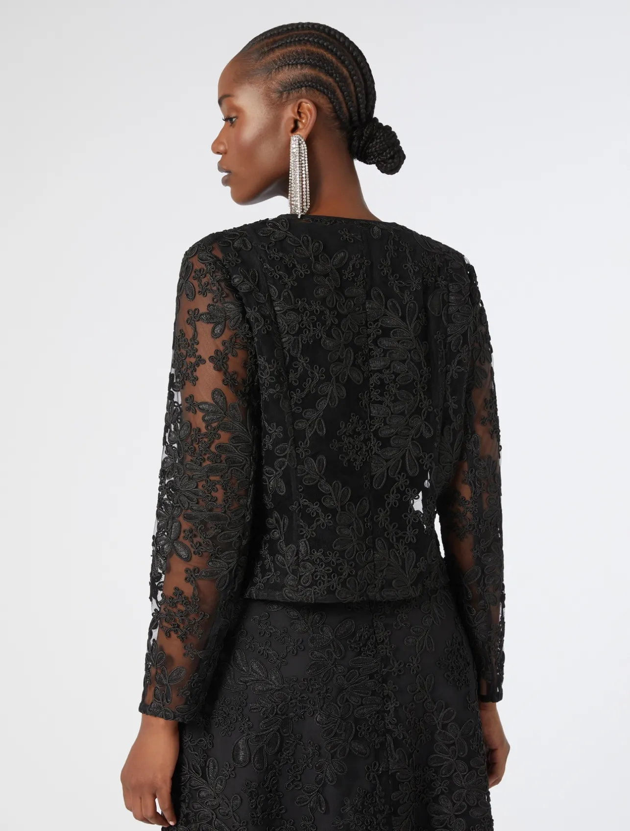Outlet Marina Rinaldi Embroidered tulle tunic BLACK