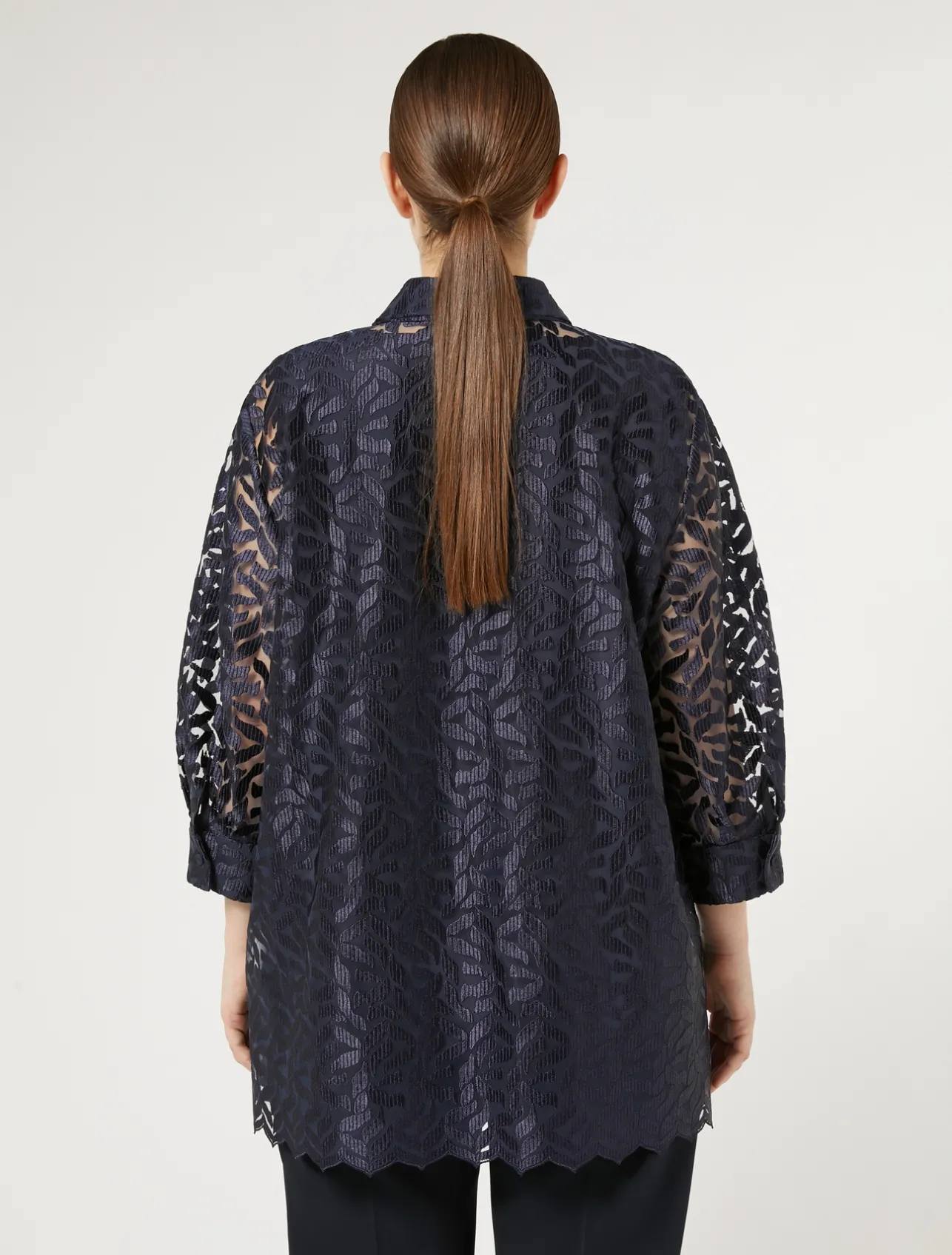 Online Marina Rinaldi Embroidered tulle tunic ULTRAMARINE